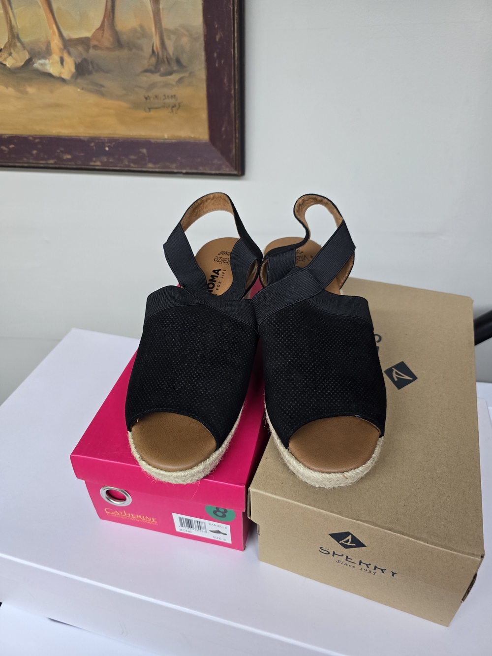 Soma Black Open-Toe Wedge Espadrille Slingbacks